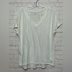 Athleta White V-Neck Short Sleeve Tee